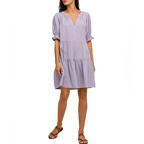 NWT Velvet by Graham and Spencer Lilac Clarissa Tiered Babydoll Dress Sz Large - Picture 1 of 16